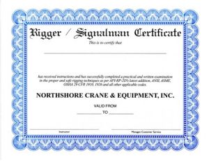Rigger/Signalman Certificate